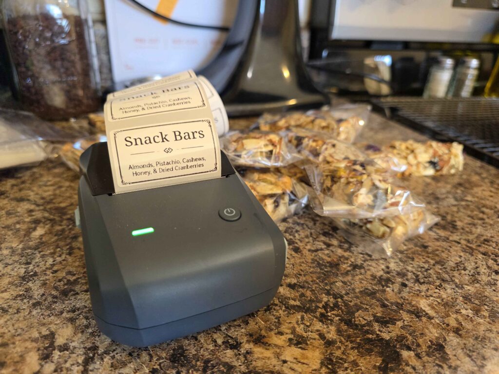 My little nimbot labeler with my snack bar labels.